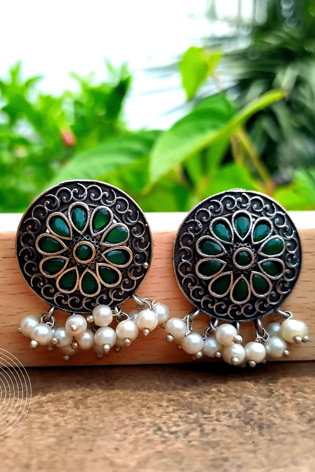 CHAITRA Silver Oxidized Stud
