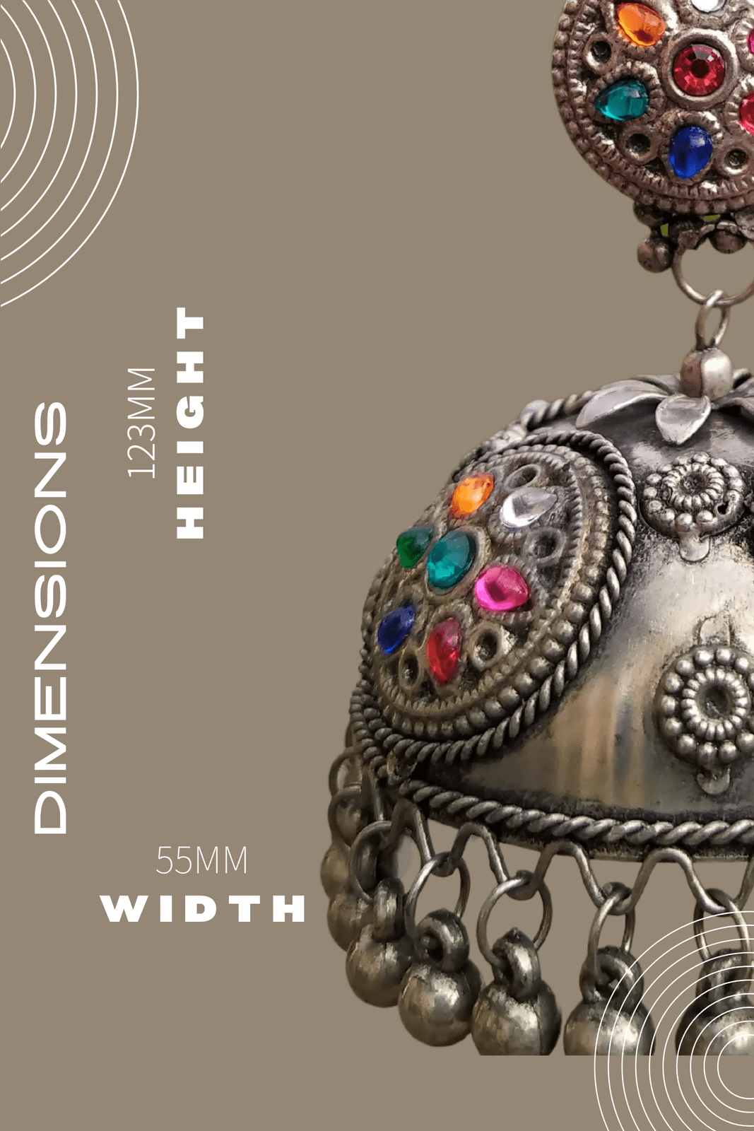 LAAVANYA Silver Oxidized Jhumka Vaagmi World