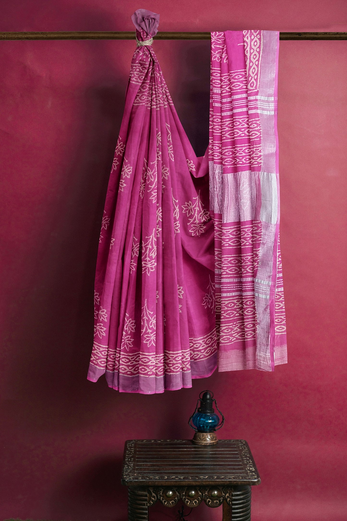 vaagmi world handblock printed linen cotton saree