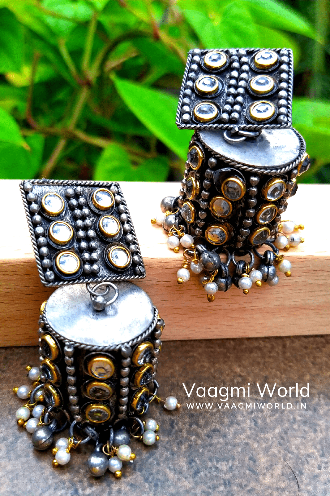 HAMSA Silver Oxidized Jhumka