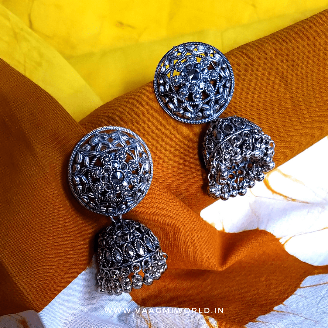 Vaagmi World AADYA Silver Oxidized Jhumki
