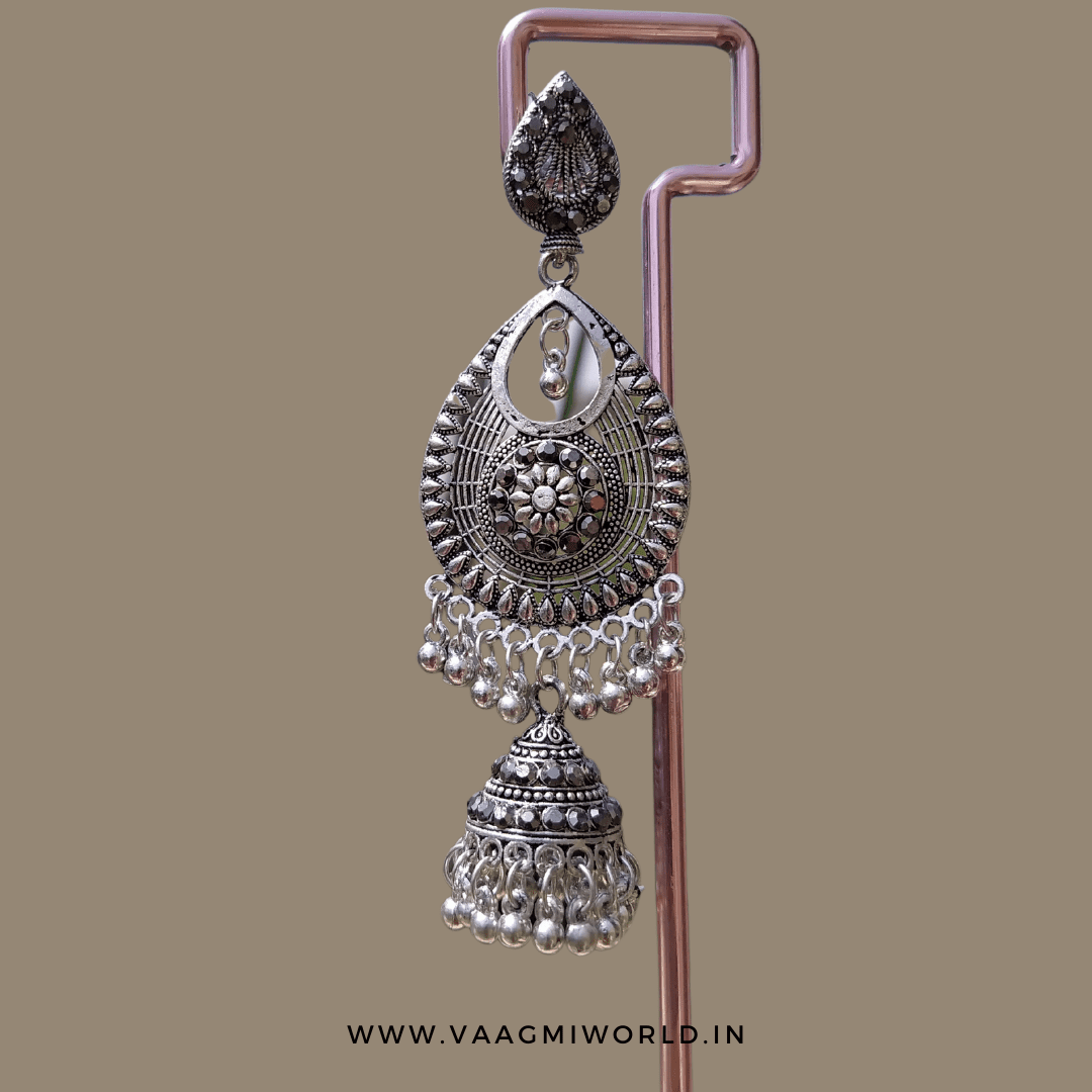 Vaagmi World DHRITI Silver Oxidized Jhumki