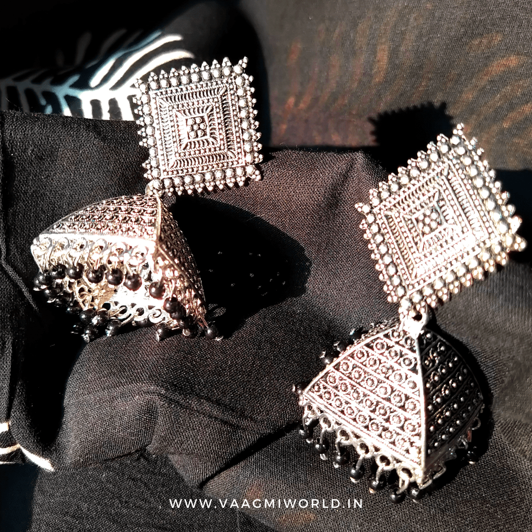 Aarna Silver Oxidized Jhumka Vaagmi World