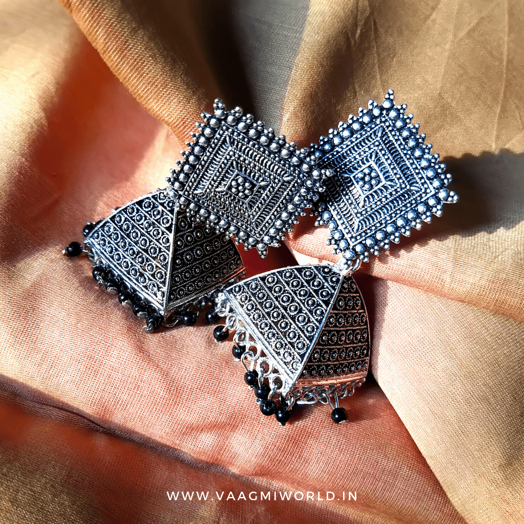 Aarna Silver Oxidized Jhumka Vaagmi World