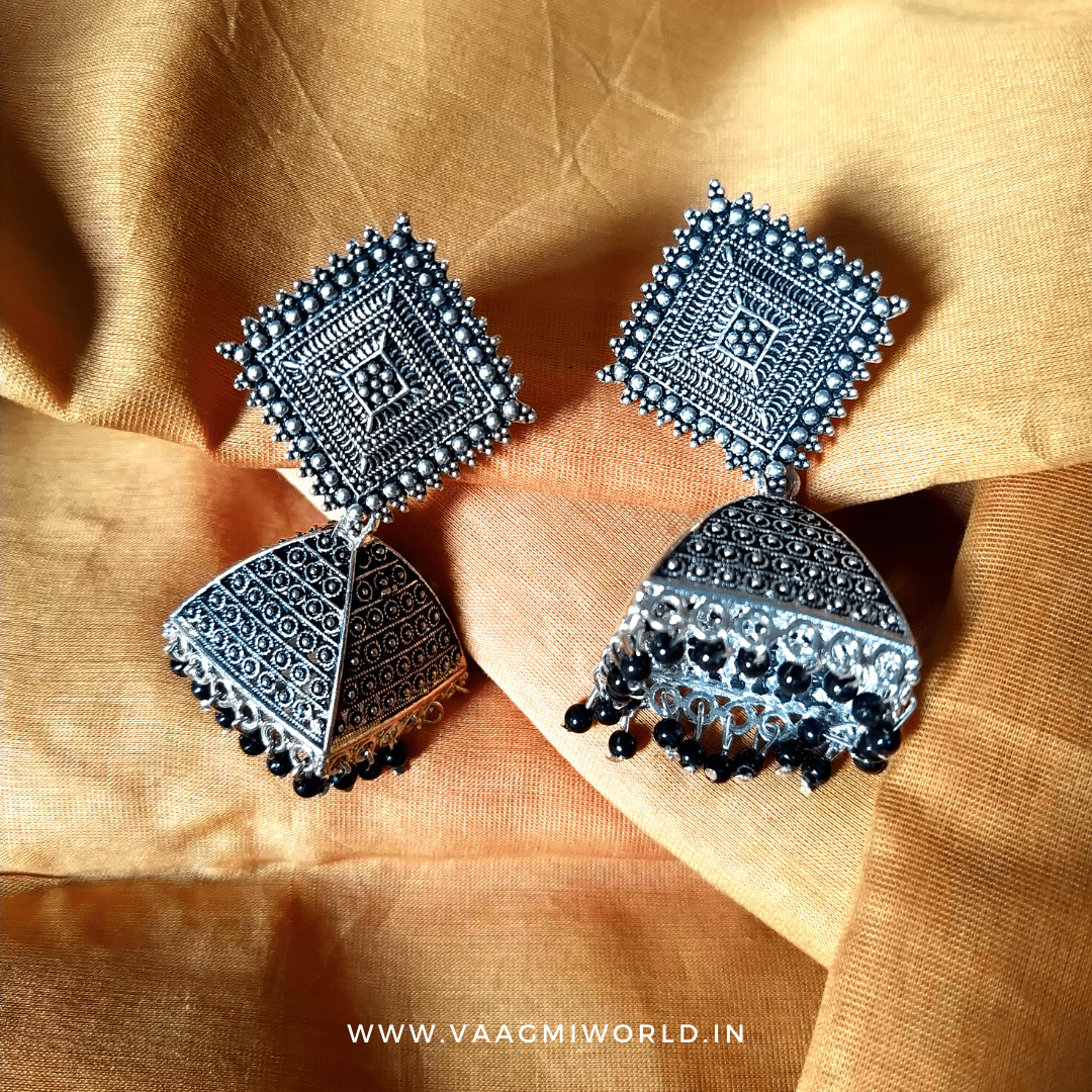 Aarna Silver Oxidized Jhumka Vaagmi World