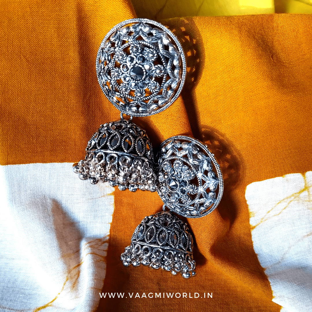 Vaagmi World AADYA Silver Oxidized Jhumki