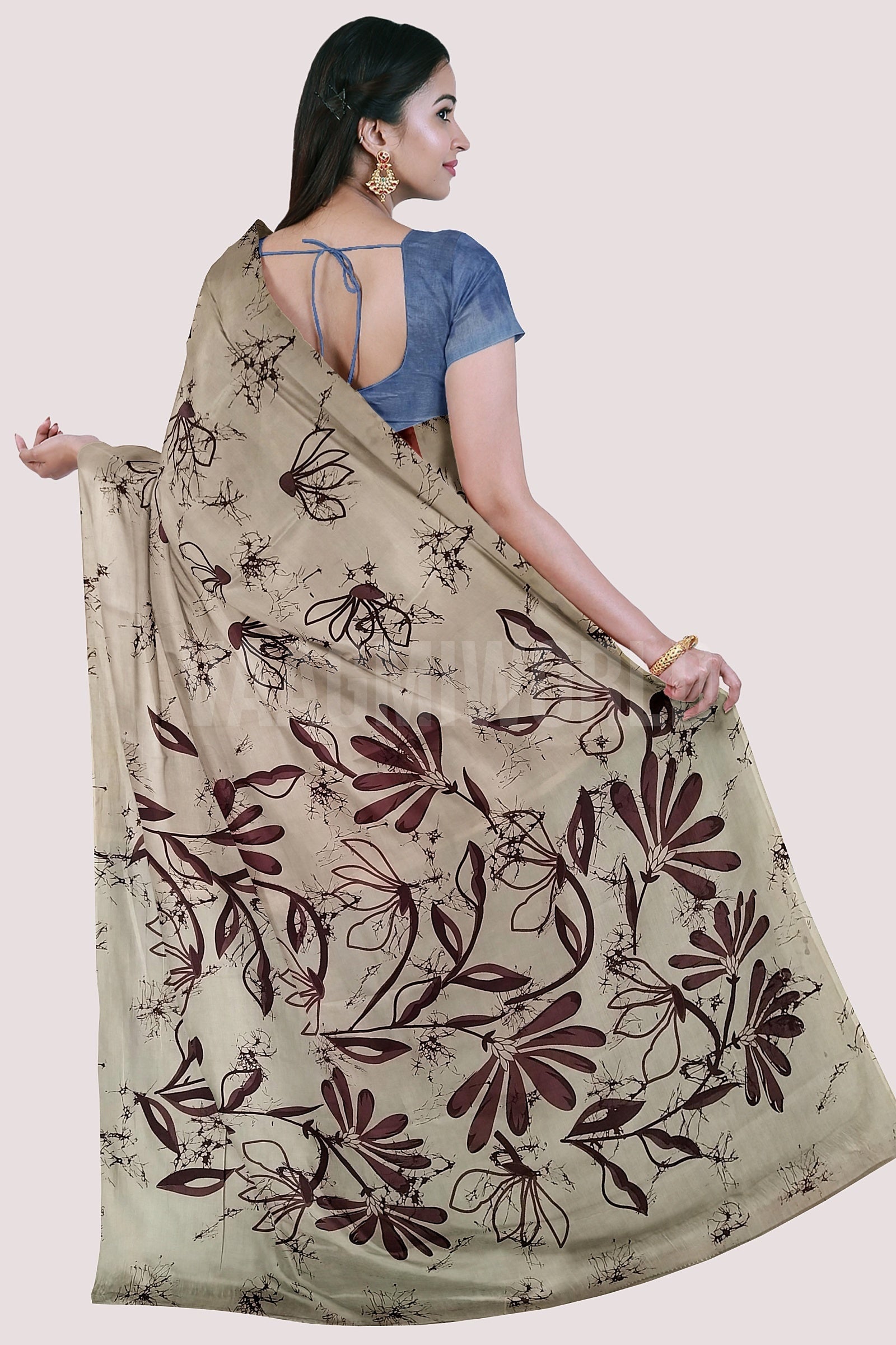 VAAGMI WORLD MUL COTTON HALF AND HALF SAREE