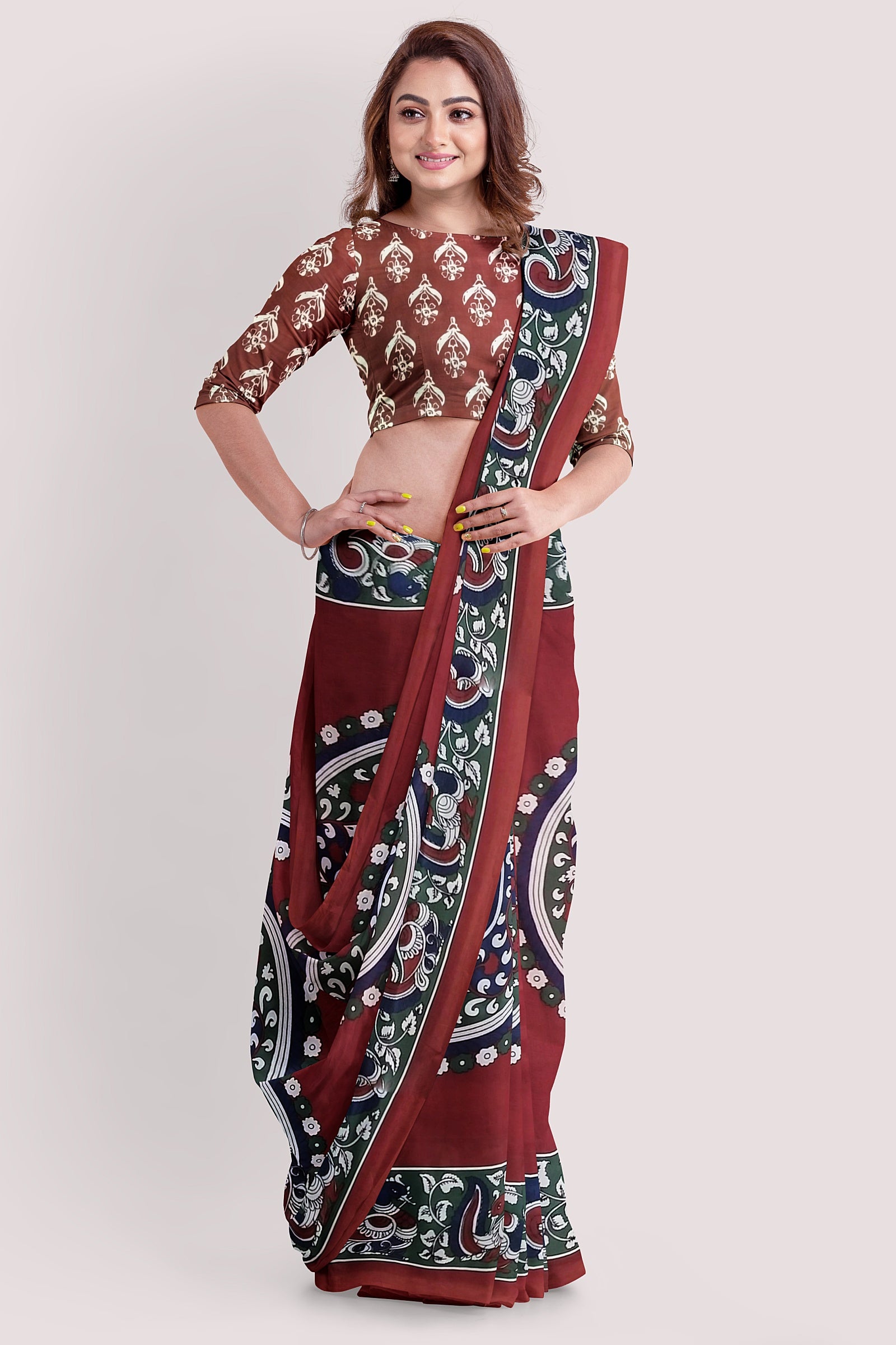 VAAGMI WORLD HANDBLOCK PRINTED MUL COTTON SAREE