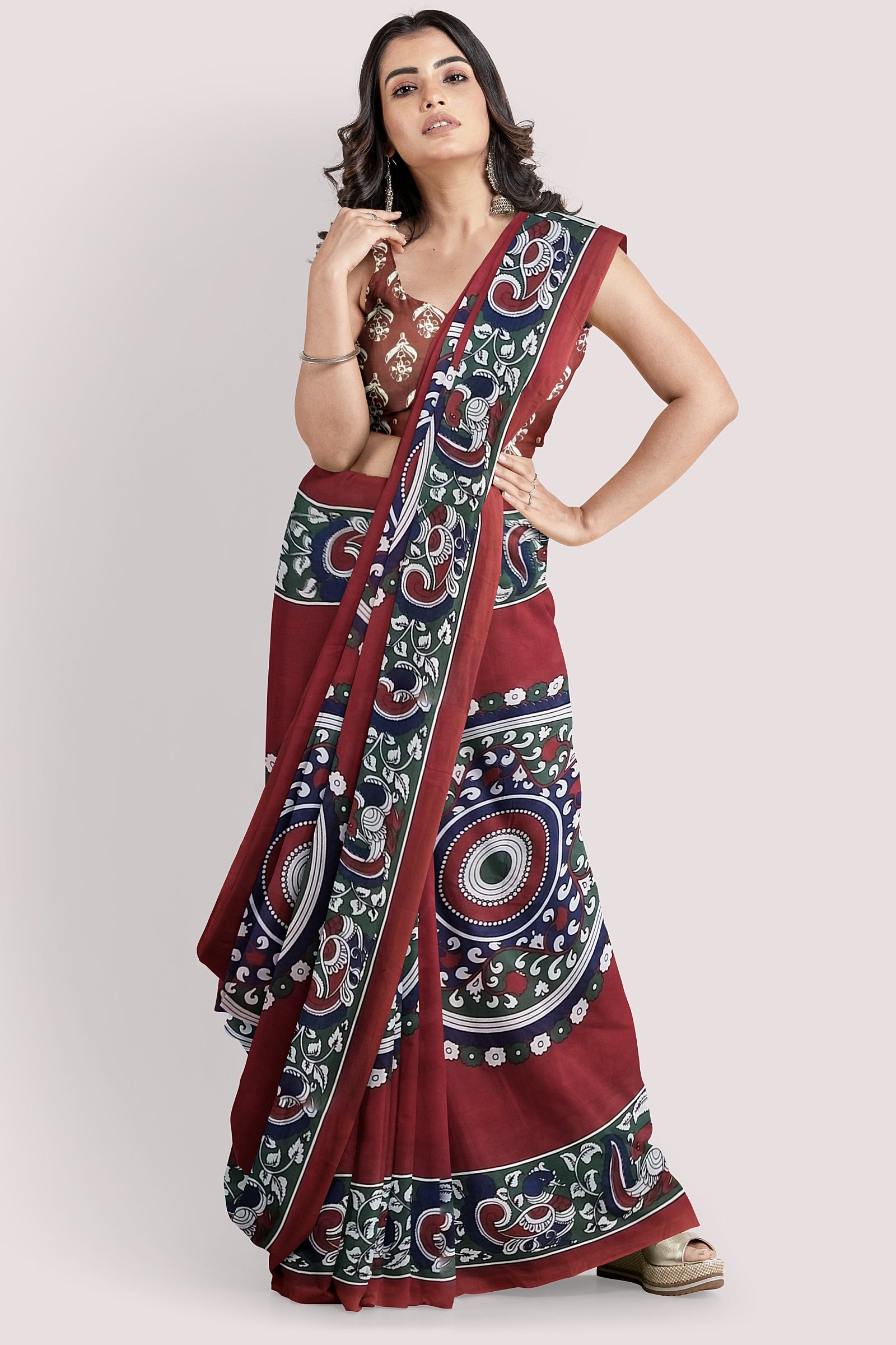 VAAGMI WORLD HANDBLOCK PRINTED MUL COTTON SAREE
