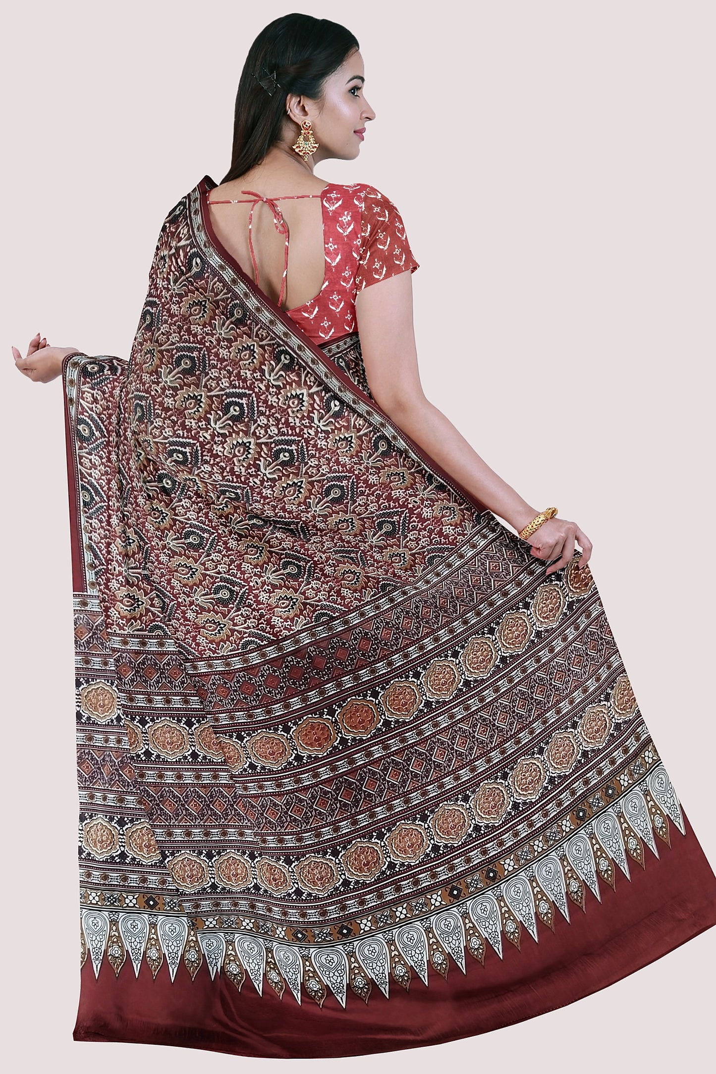 VAAGM WORLD HANDBLOCK PRINTED MUL COTTON SAREE