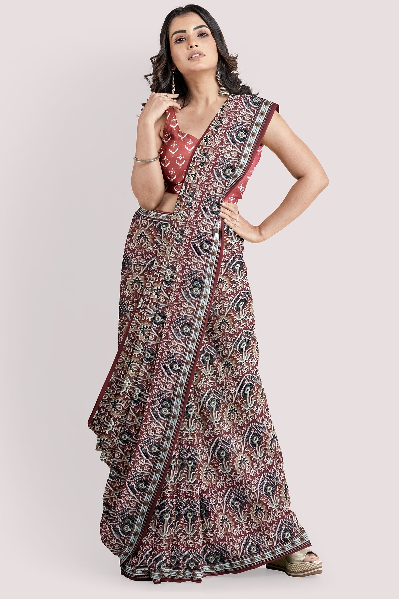 VAAGM WORLD HANDBLOCK PRINTED MUL COTTON SAREE