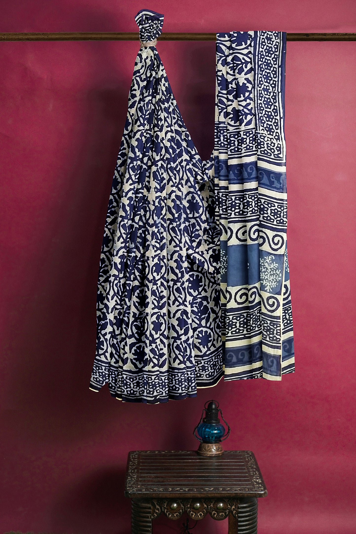 VAAGMI WORLD Handblock Print Mul Cotton Saree