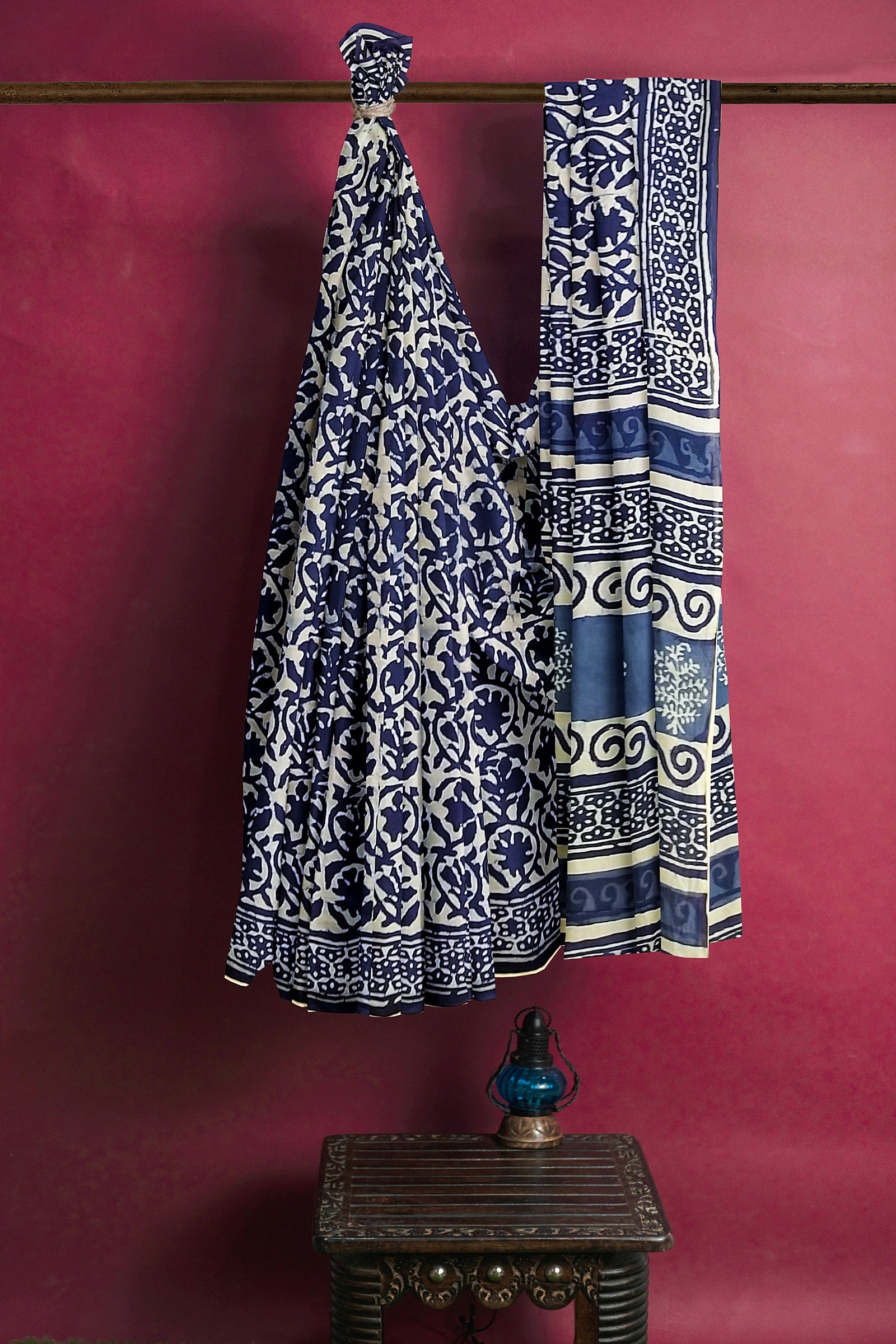 VAAGMI WORLD Handblock Print Mul Cotton Saree