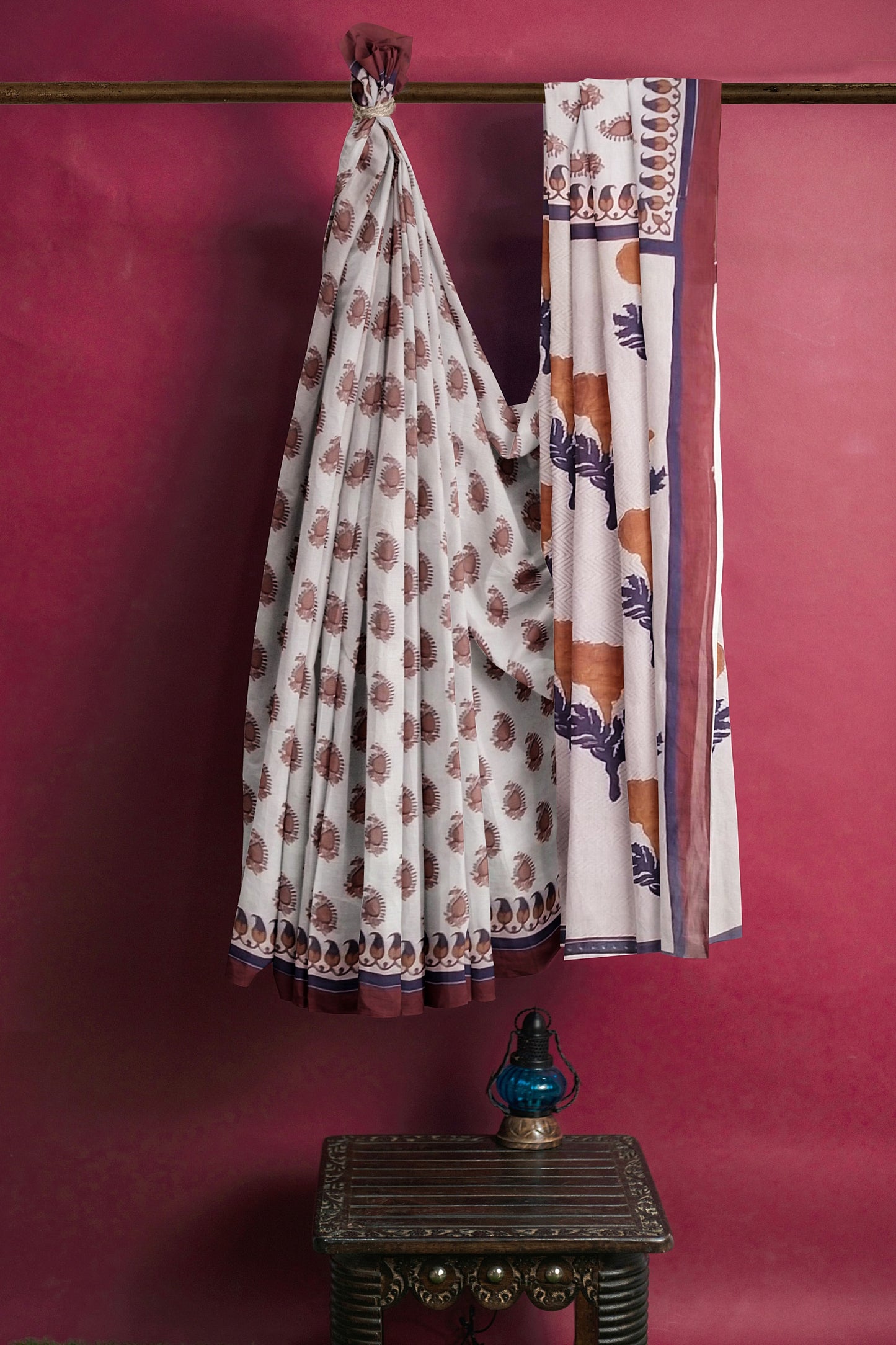 VAAGMI WORLD HANDBLOCK PRINTED MUL COTTON SAREE