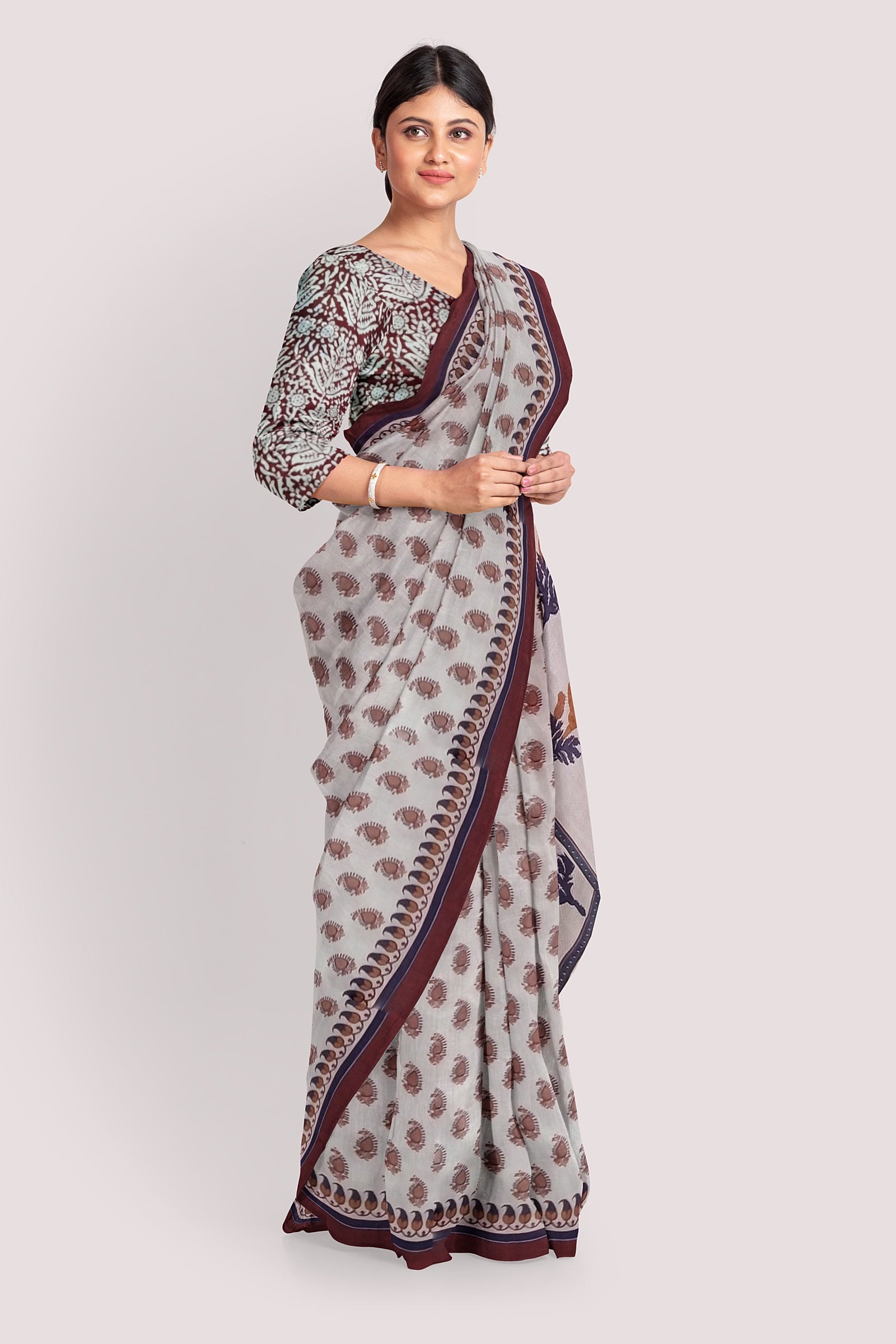 VAAGMI WORLD HANDBLOCK PRINTED MUL COTTON SAREE