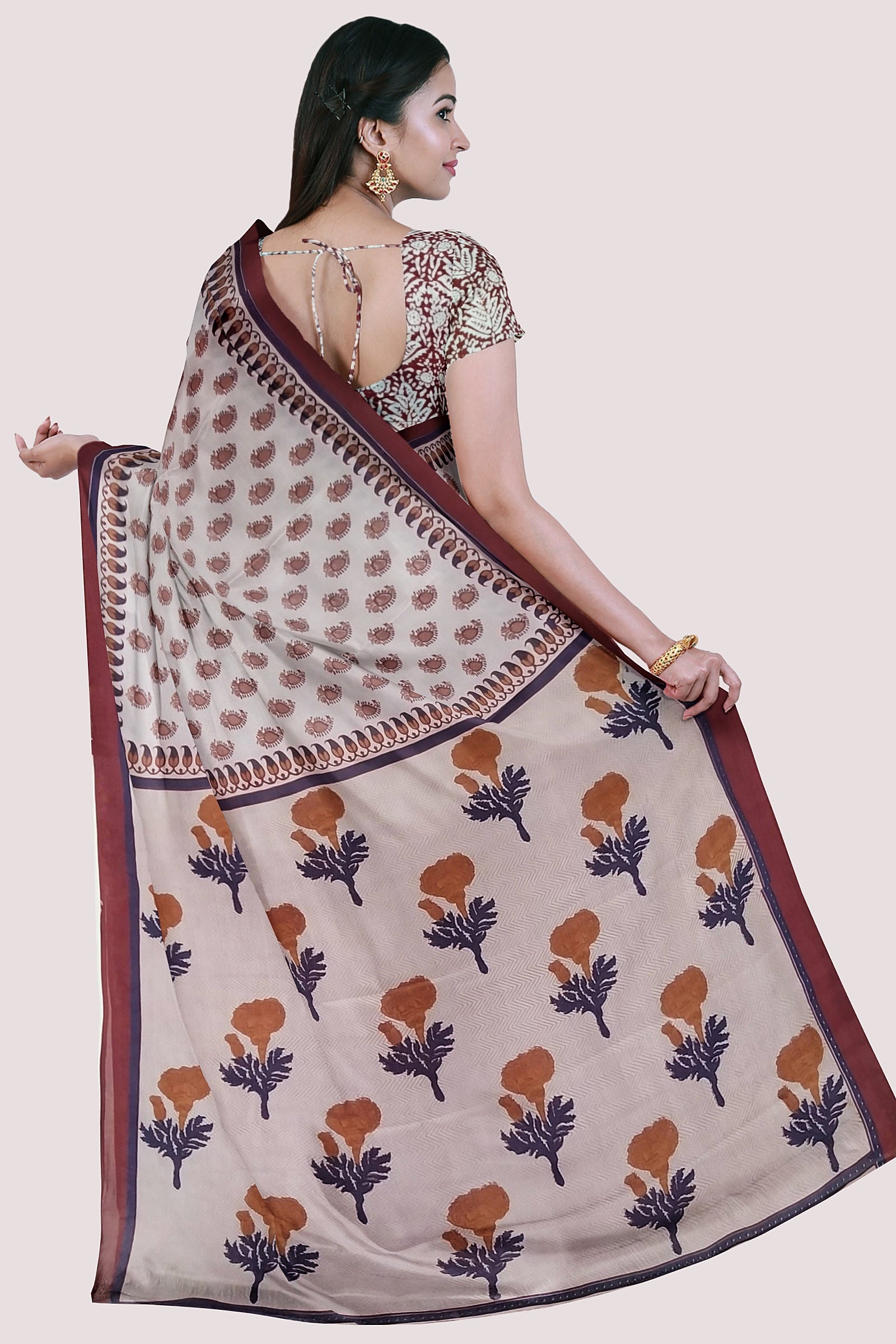 VAAGMI WORLD HANDBLOCK PRINTED MUL COTTON SAREE