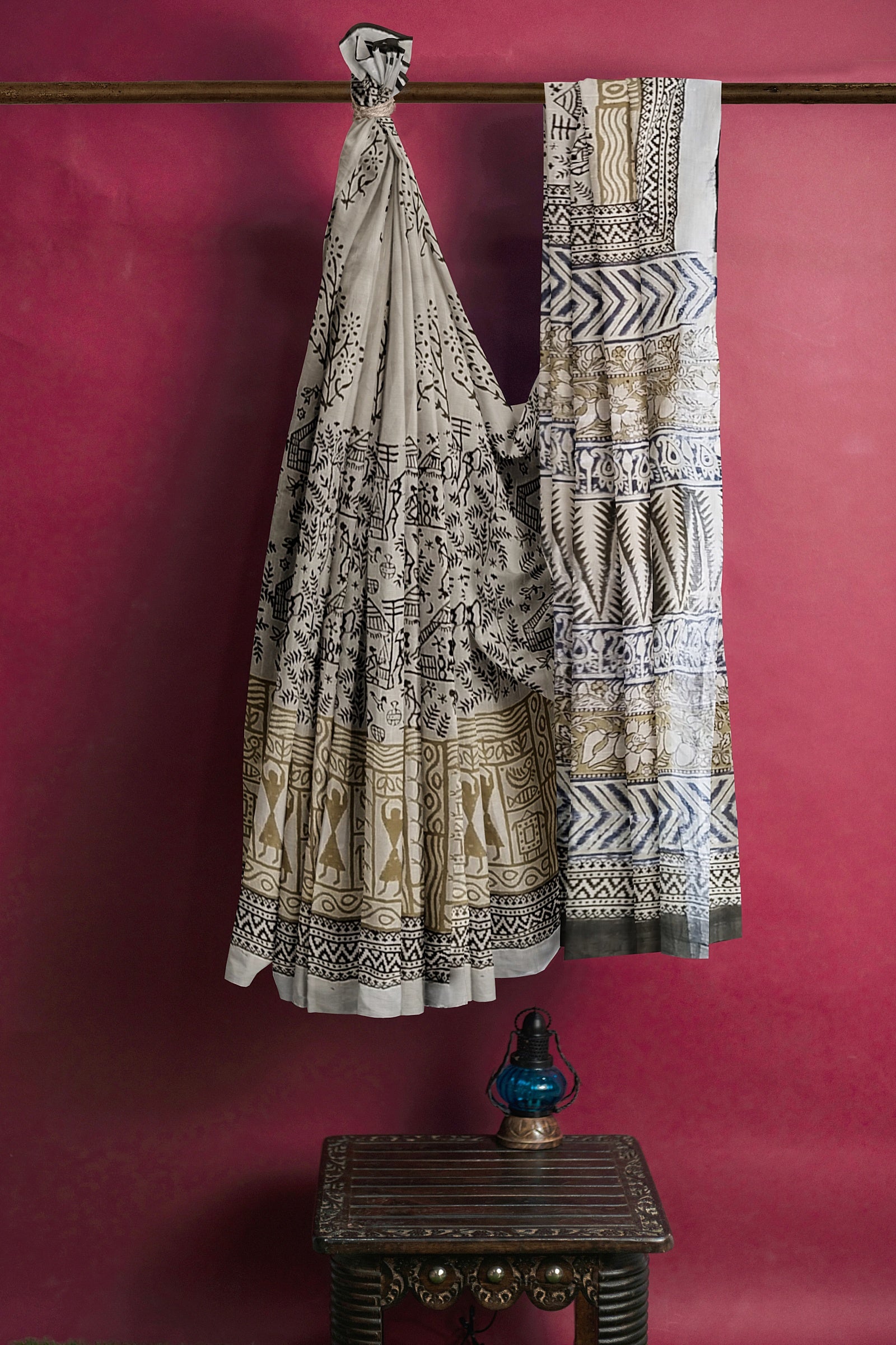 VAAGMI WORLD LINE COTTON KUTUMB HANDBLOCK PRINT SAREE