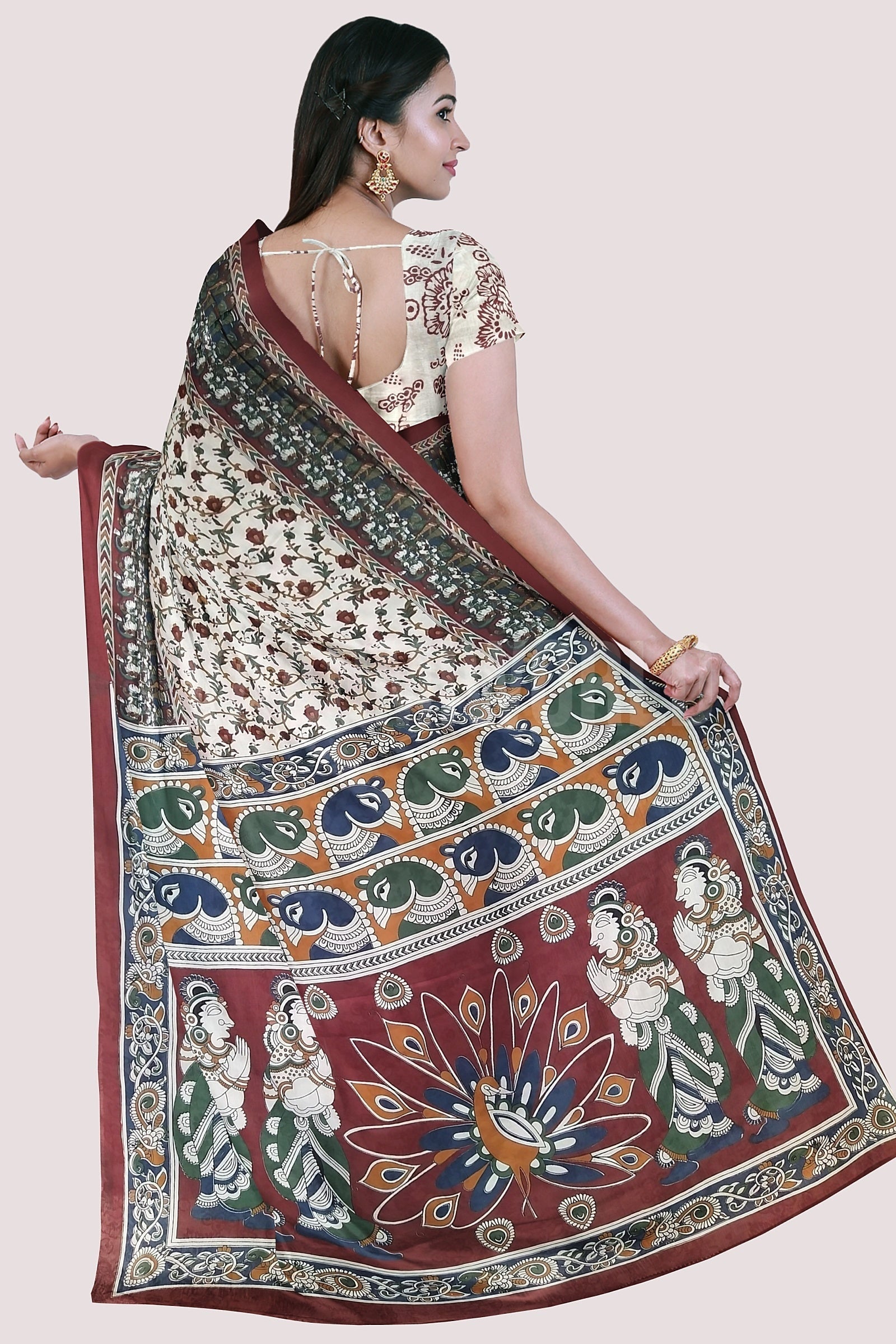 VAAGM WORLD HANDBLOCK PRINTED MUL COTTON SAREE