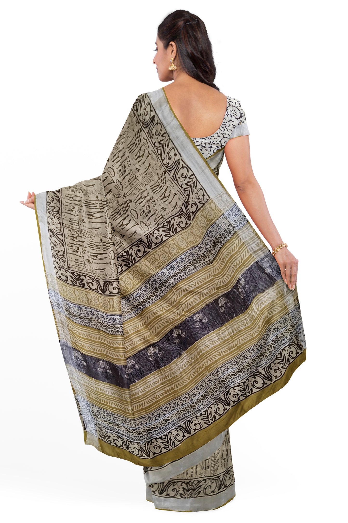 VAAGMI WORLD LINE COTTON THE TRIBE HANDBLOCK PRINT SAREE