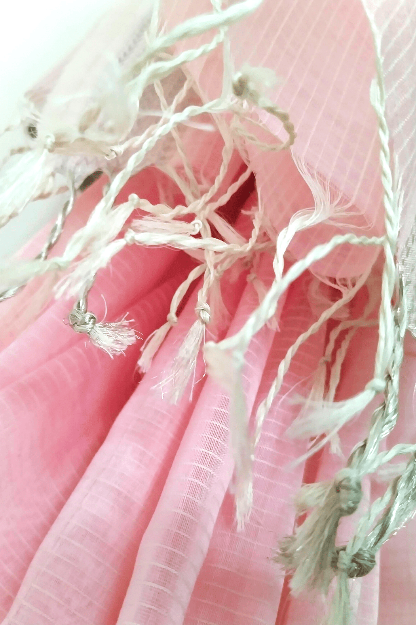 Vaagmi Exclusive Peach Pink Silk Cotton Maheshwari Saree