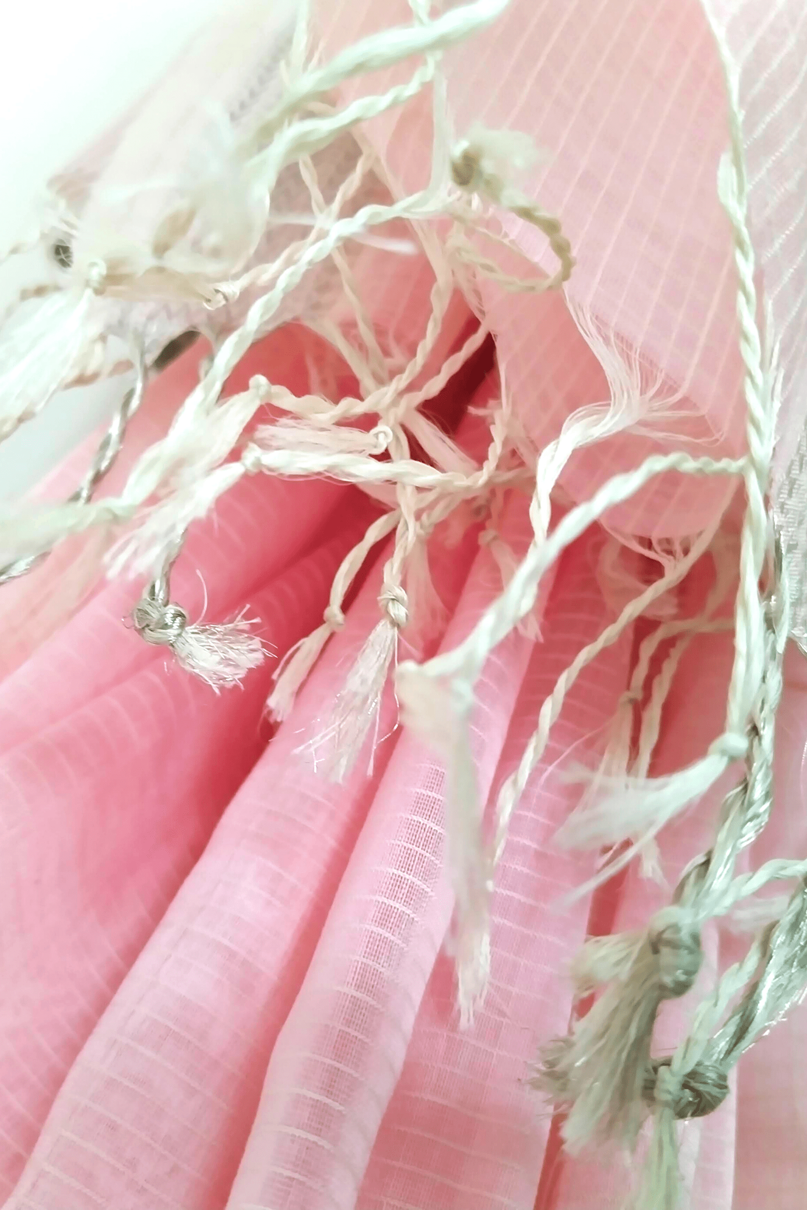 Vaagmi Exclusive Peach Pink Silk Cotton Maheshwari Saree