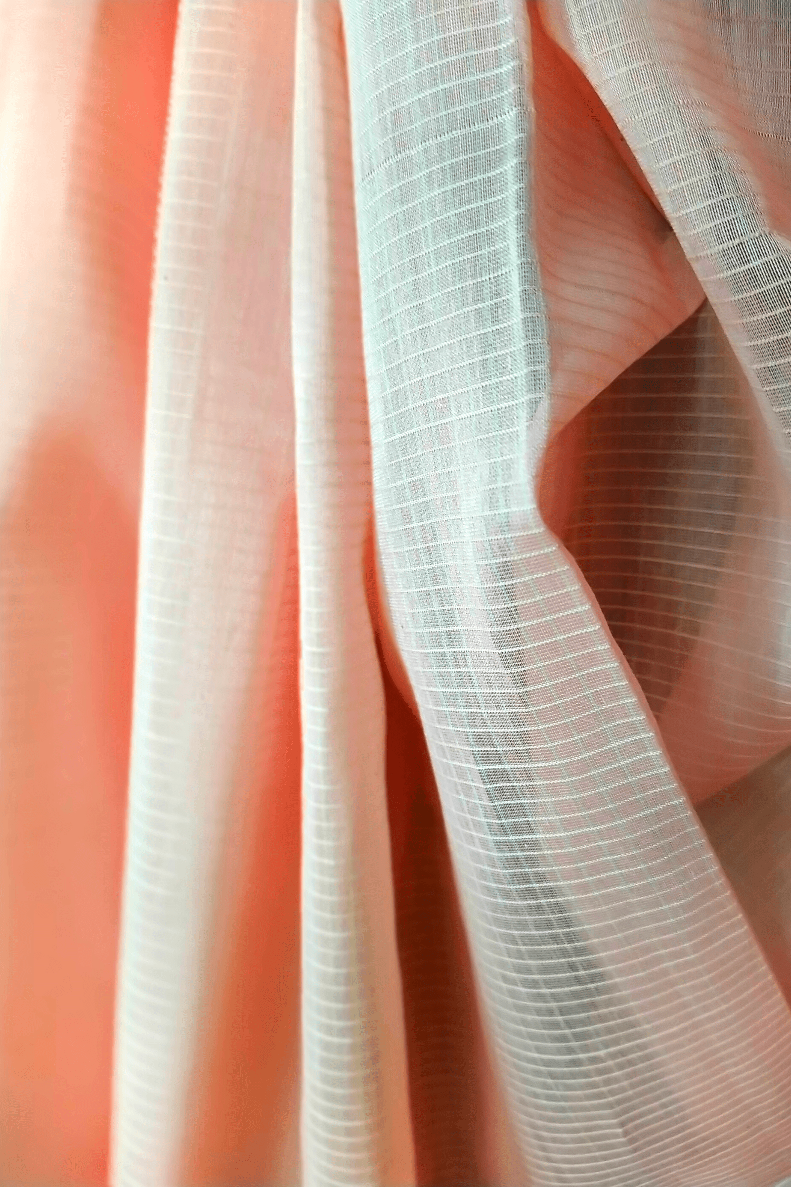 Vaagmi Exclusive Peach Pink Silk Cotton Maheshwari Saree