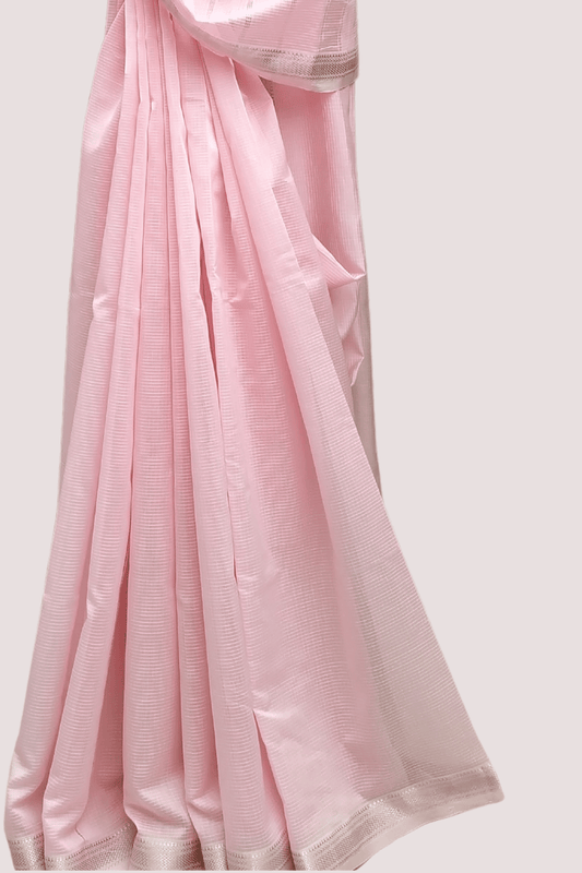 Vaagmi Exclusive Peach Pink Silk Cotton Maheshwari Saree