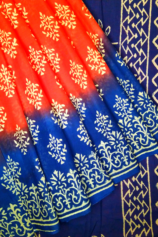 Handblock Print Mul Cotton Saree
