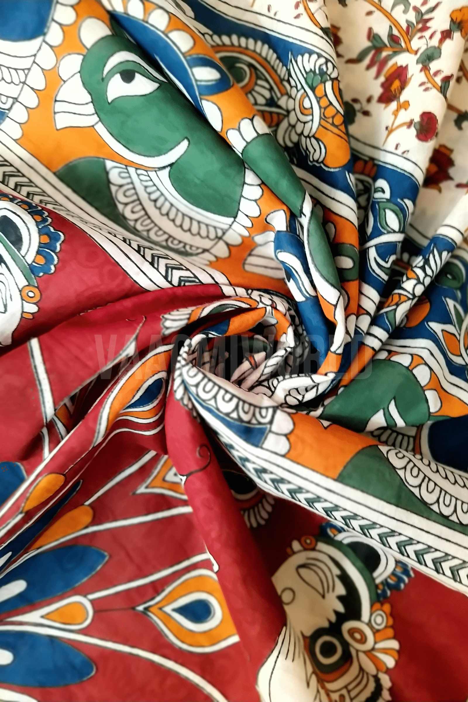 VAAGM WORLD HANDBLOCK PRINTED MUL COTTON SAREE