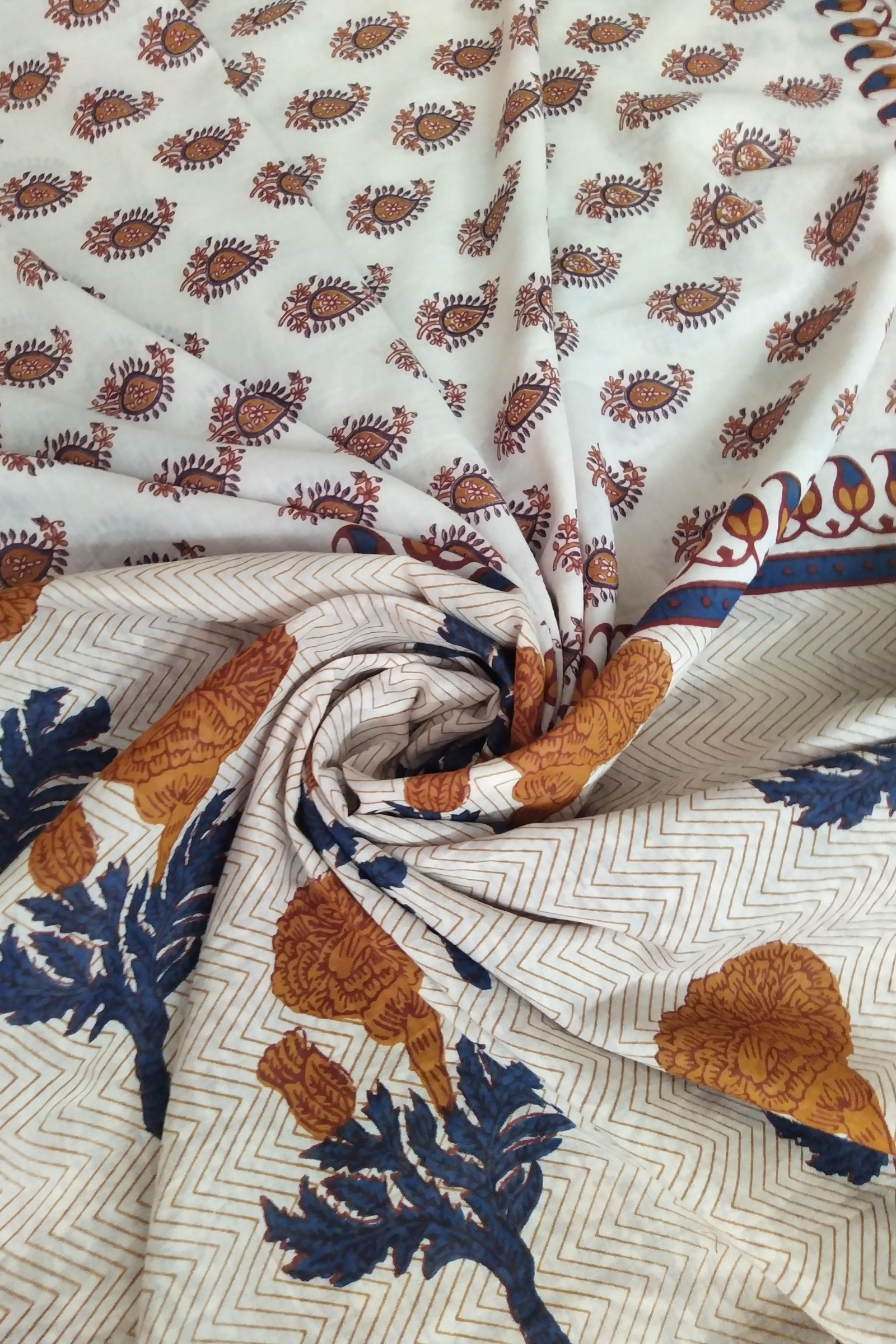 VAAGMI WORLD HANDBLOCK PRINTED MUL COTTON SAREE