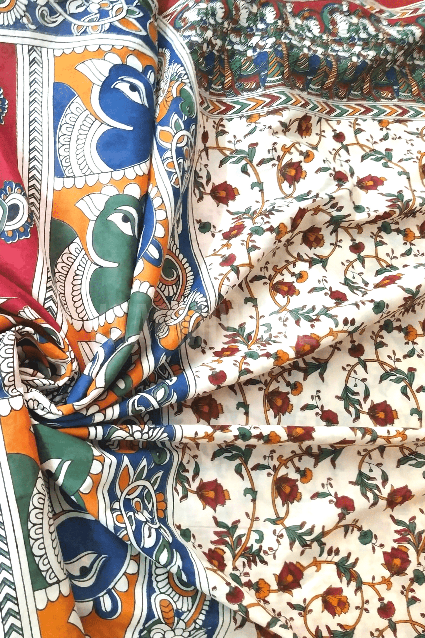 VAAGM WORLD HANDBLOCK PRINTED MUL COTTON SAREE