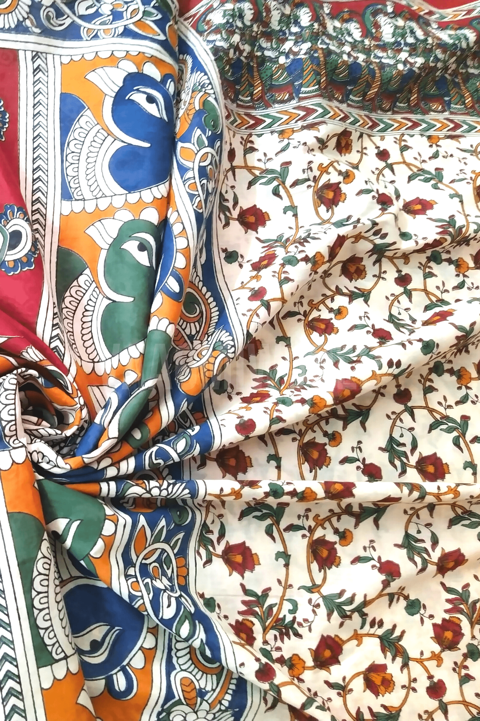 VAAGM WORLD HANDBLOCK PRINTED MUL COTTON SAREE