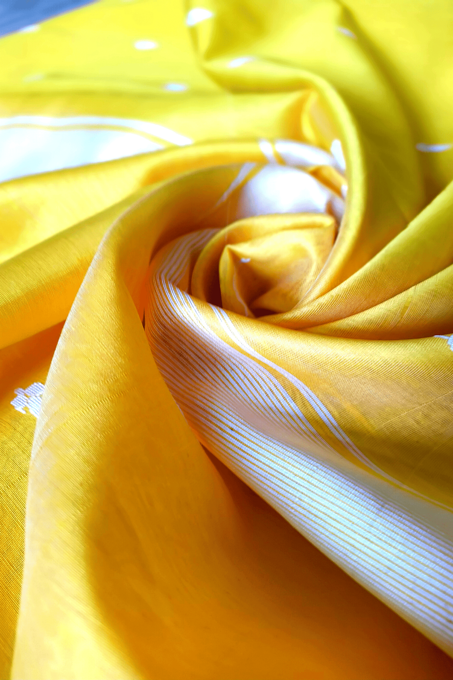 Yellow Handloom Maheshwari Saree With Cotton Motifs