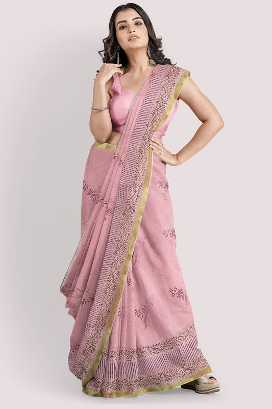 CHAARUVI Cotton Kota Doria Saree