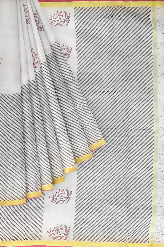 MEERA Cotton Kota Doria Blockprint Saree
