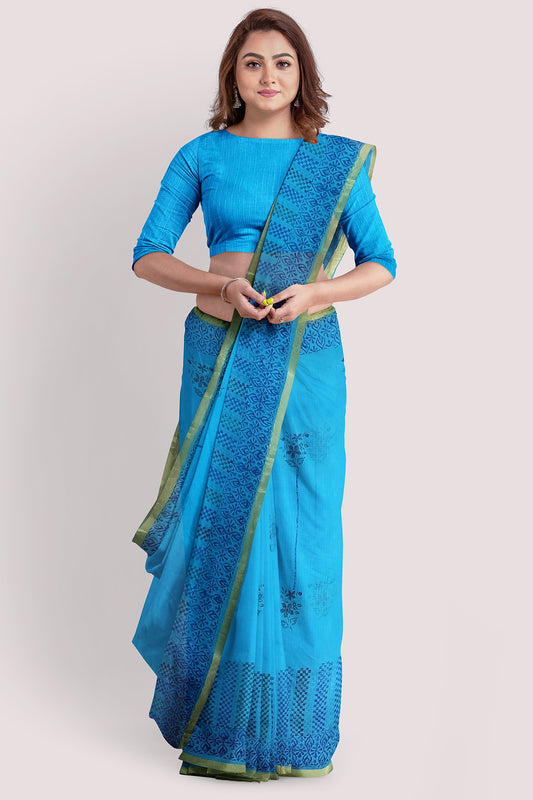 PRATYUSHA Cotton Kota Doria Blockprint Saree