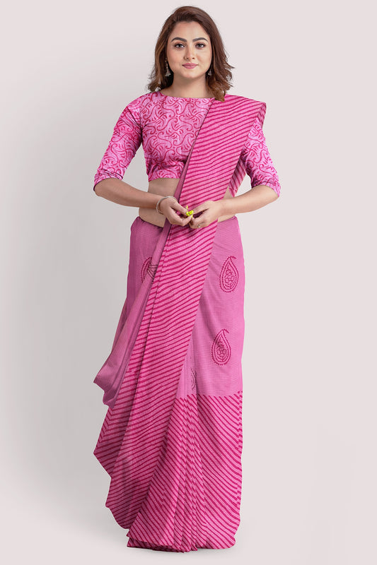 TAMAIRA Cotton Kota Doria Blockprint Saree