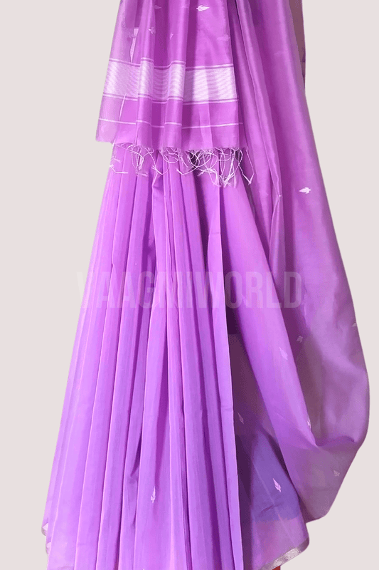 Vaagmi Exclusive Lavender Maheshwari Silk Cotton Saree With Cotton Motifs