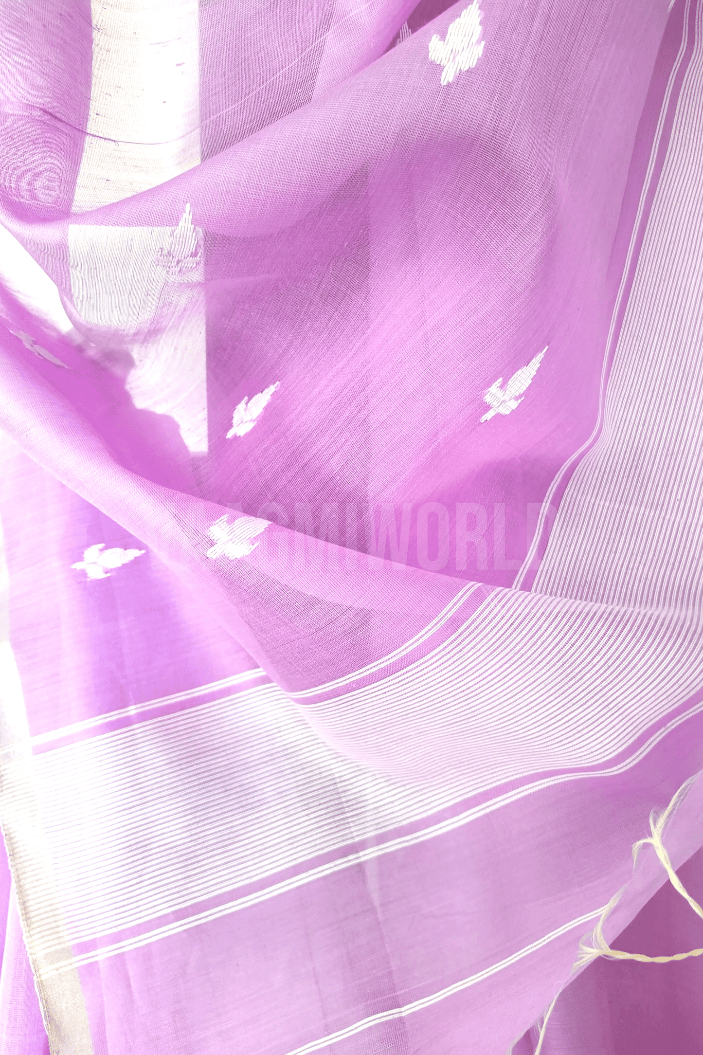 Vaagmi Exclusive Lavender Maheshwari Silk Cotton Saree With Cotton Motifs
