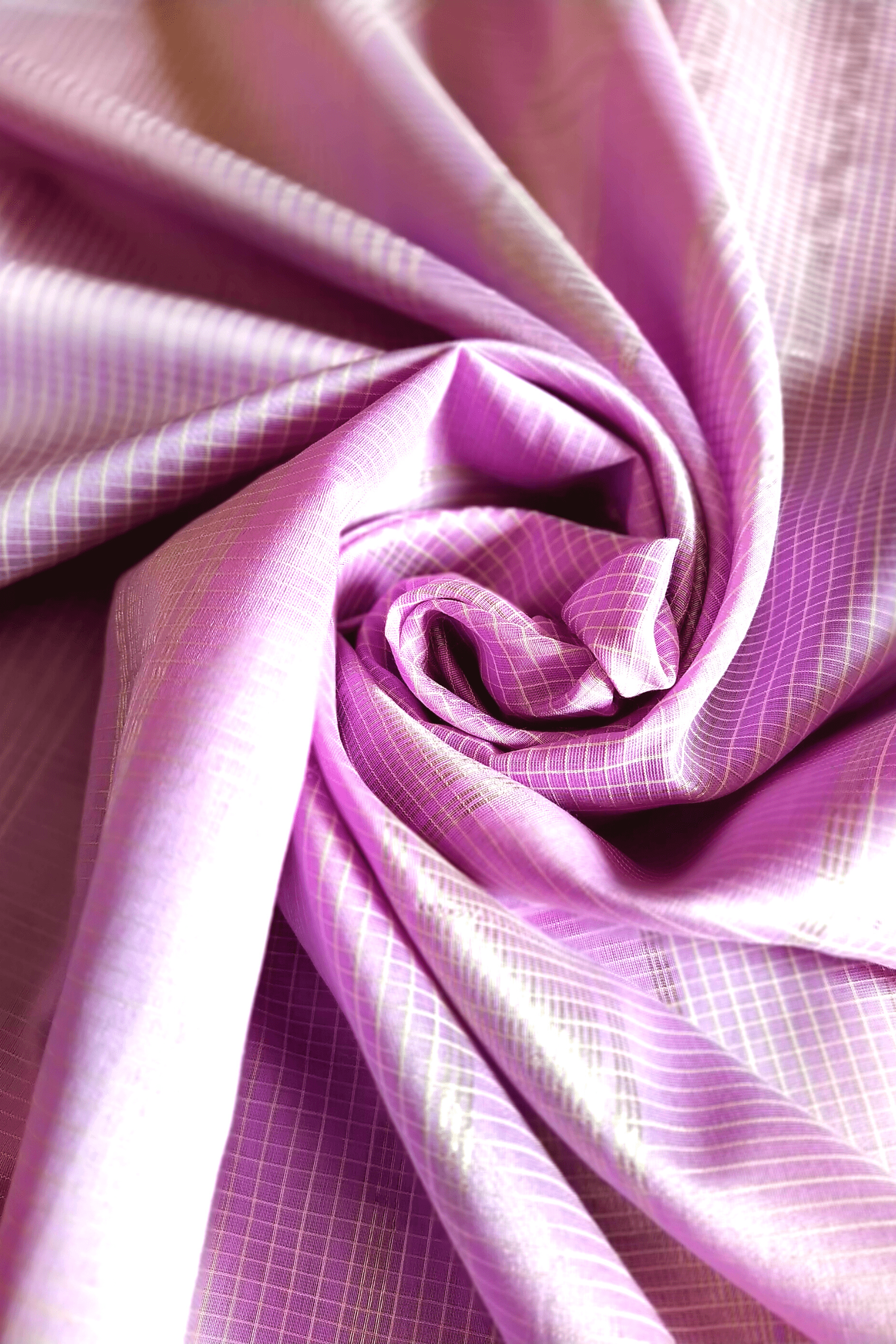 Vaagmi Exclusive Lavender Silk Cotton Maheshwari Saree with Kota Checks