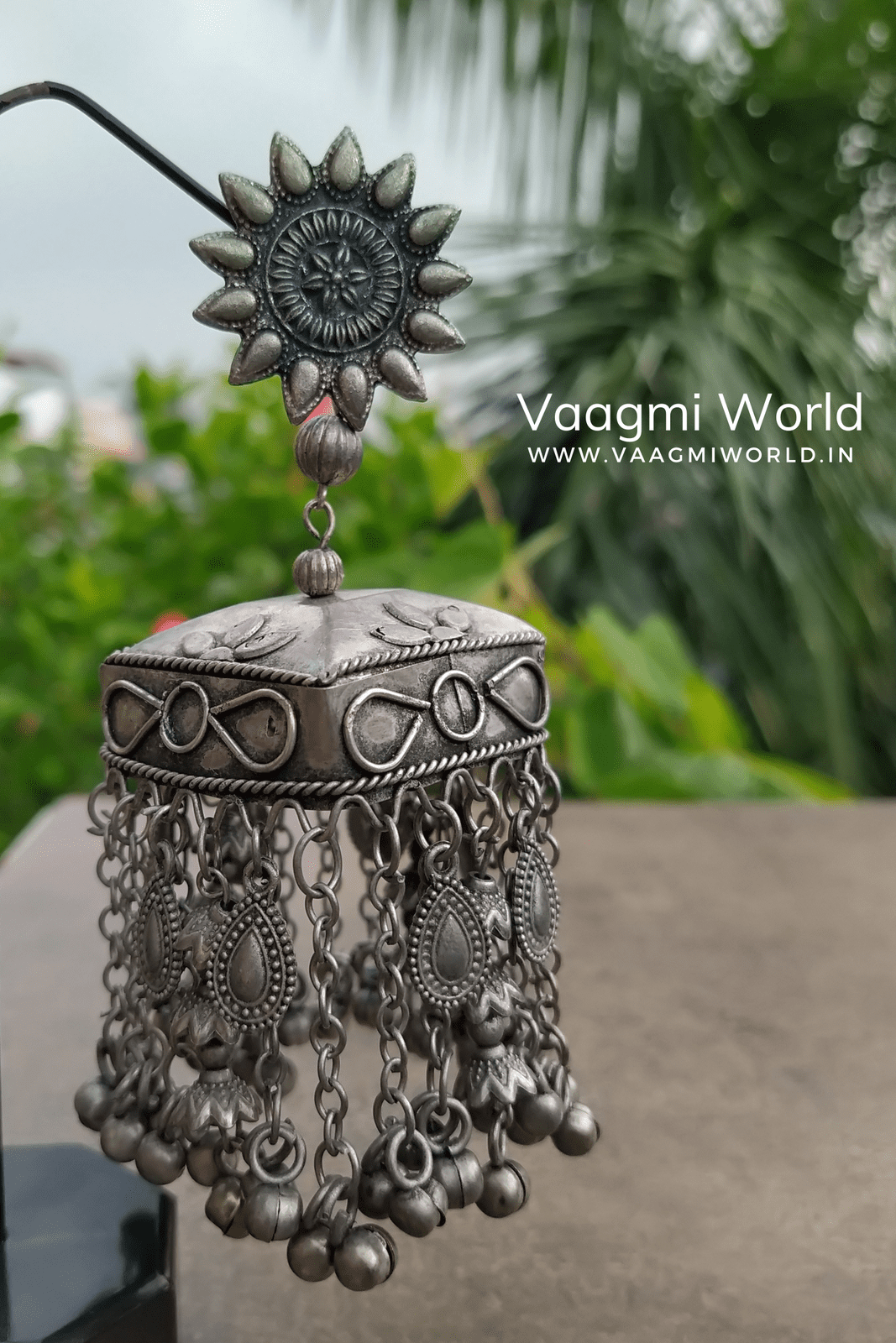 Saadhvi Silver Oxidized Jhumka