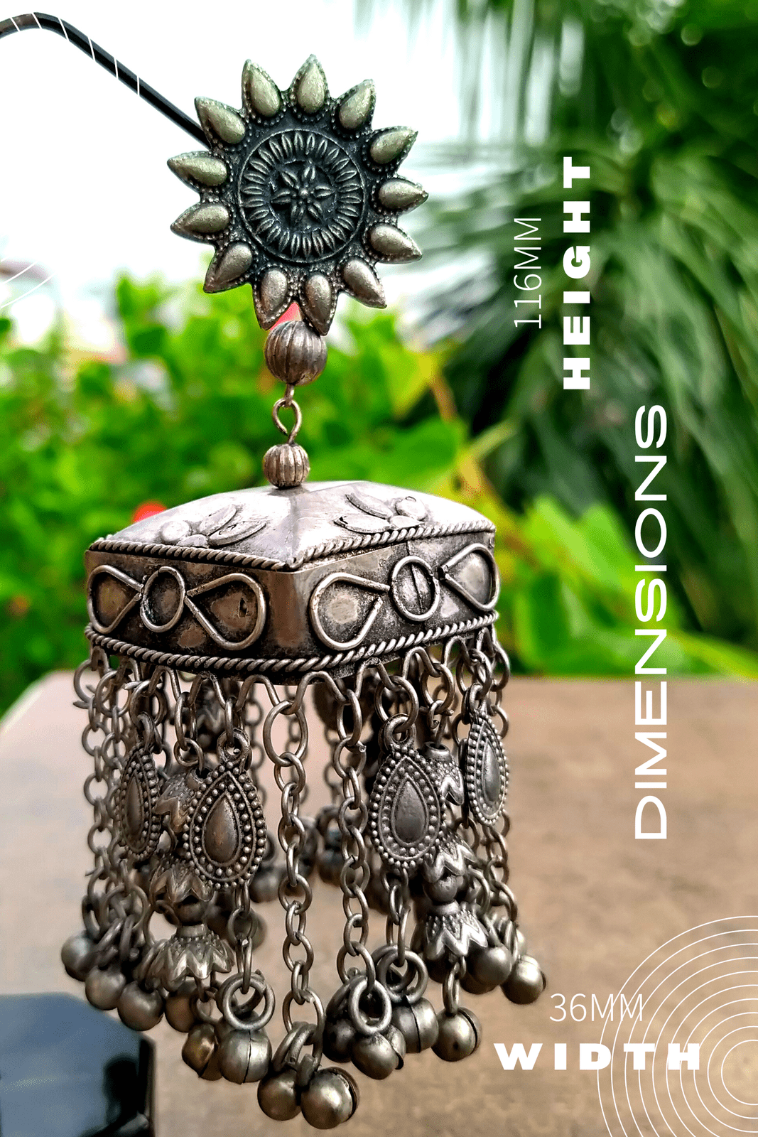 Saadhvi Silver Oxidized Jhumka