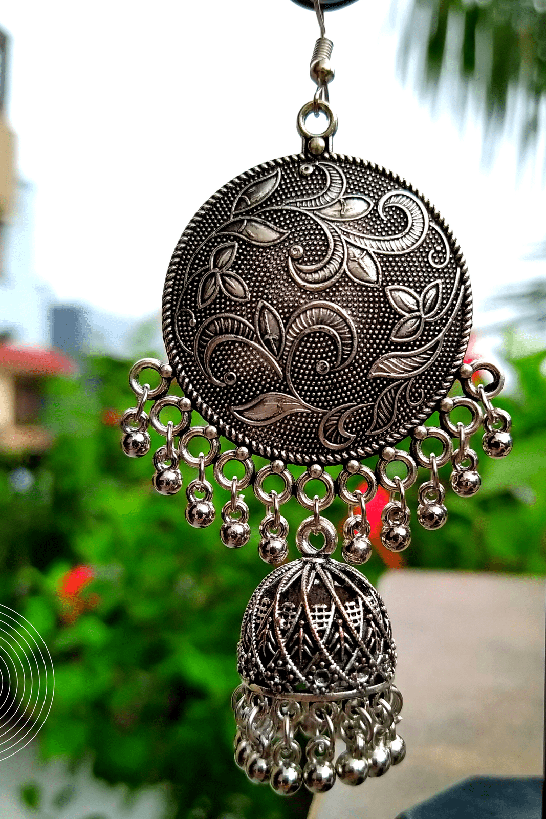 Sagarika Silver Oxidized Jhumka