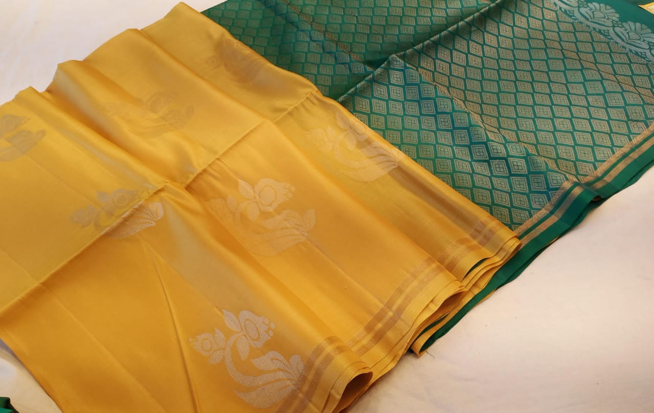 Kanchipuram Yellow Pure Silk Saree