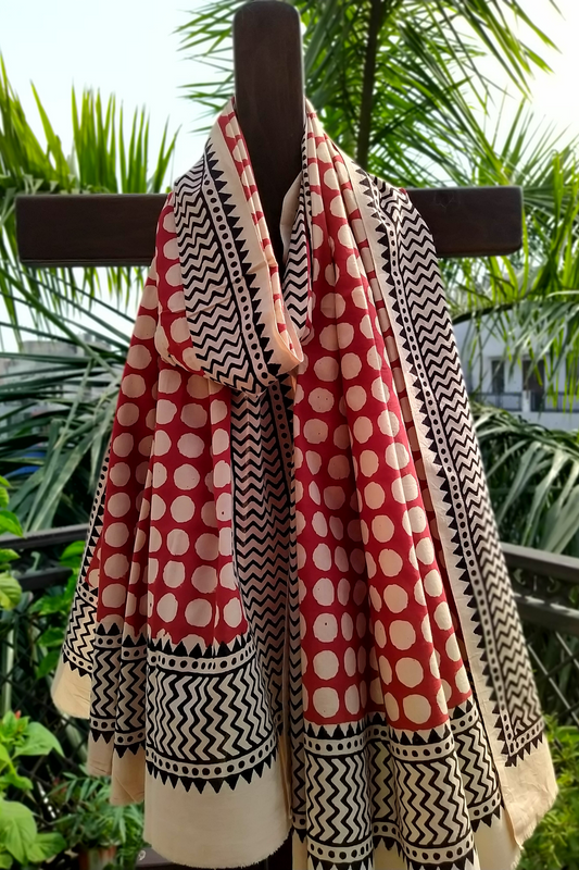Red Color Pure Cotton Sarong Vaagmi World