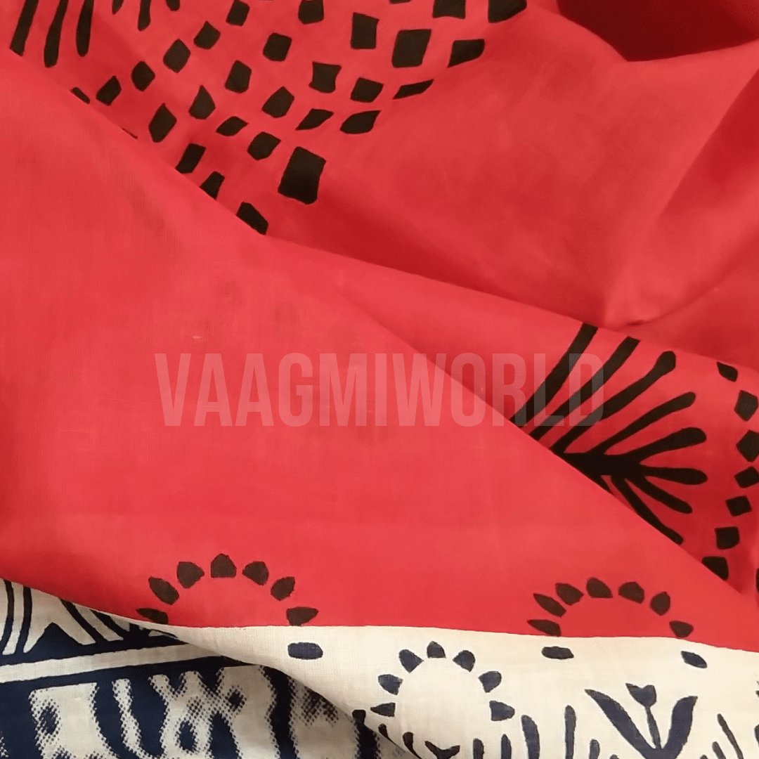 Vaagmi World Handblock Print Mul Cotton Saree