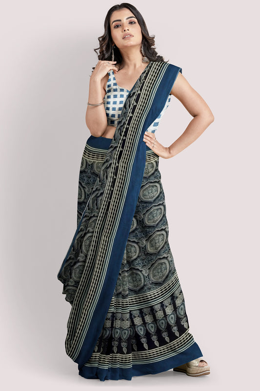 AALIA Block Printed Mul Cotton Saree