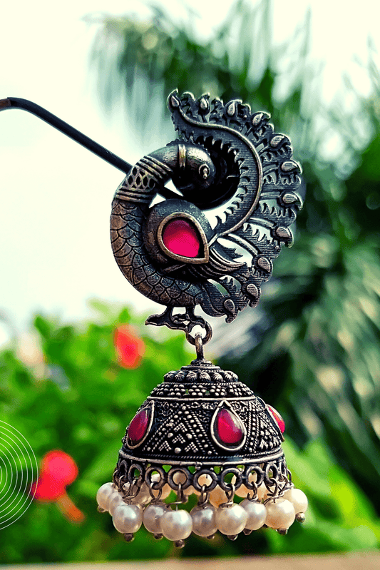 Bandita Silver Oxidized Jhumka
