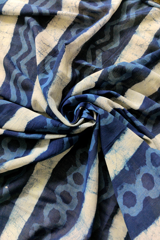 COTTON EYE JOE Block Printed Indigo Saree