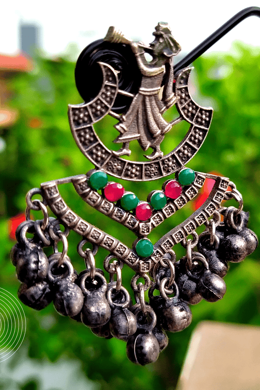 Idika Silver Oxidized Jhumka